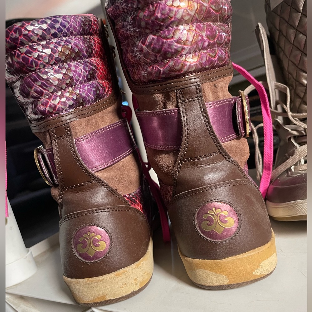 Dereon boots, by Beyoncé brown pink foil with bling size 6.5 high tops - Picture 6 of 8